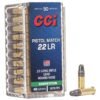 CCI Pistol Match Rimfire Ammunition .22 LR 40 gr LRN 1070 fps 50/ct