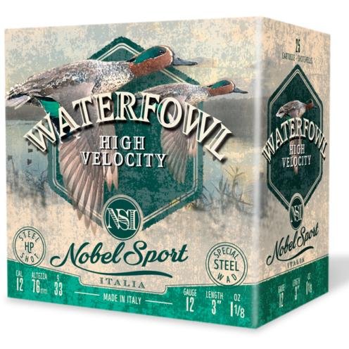 Nobel Sport Steel Waterfowl High Velocity Shotshells 12ga 3" 1-1/8oz 1500 fps #2 25/ct