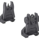 Meprolight Mepro FUBS - Self Illuminated Flip Aluminum Black Back-up Rifle Sights 2 Dot Rear/Green Front