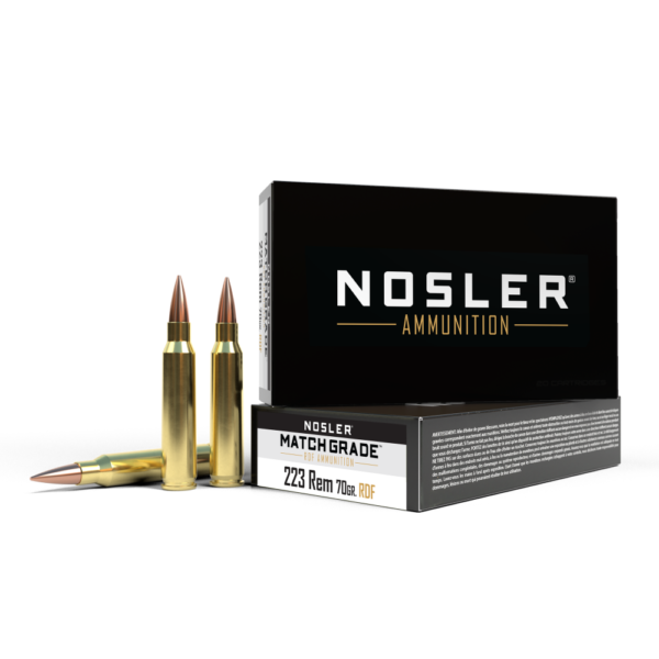 https3A2F2Fmedia.chattanoogashooting.com2Fimages2Fproduct2FNO601302FNO60130-1.png Nosler Match Grade Rifle Ammunition .223 Rem 70gr RDF HPBT 2850 fps 20/ct