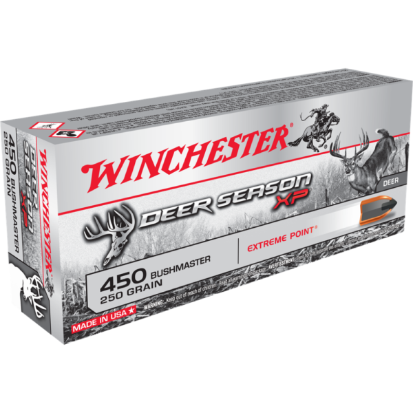 https3A2F2Fmedia.chattanoogashooting.com2Fimages2Fproduct2FWNX450DS2FWNX450DS-1.png Winchester Deer Season XP Rifle Ammunition .450 Bushmaster 250 gr. PT 2200 fps 20/ct