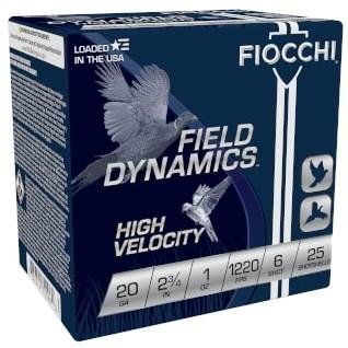 Fiocchi High-Velocity Hunting Load 20 ga 2 3/4" 2 3/4 dr 1 oz #6 1220 fps - 25/ct