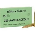 Sellier-Bellot Subsonic Rifle Ammunition .300  Blackout 200 gr FMJ 1060 fps 20/ct