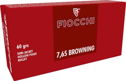 FIOCCHI 7.65 BROWNING - 60GR SJHP 50RD 20BX/CS