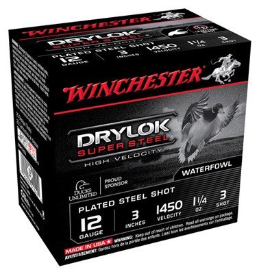 WINCHESTER DRYLOK 12GA 3" - 1-1/4OZ #3 25RD 10BX/CS