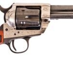 CIMARRON FRONTIER 45LC PW FS - 4.75" ENGRAVED SILVER/BL WAL