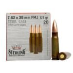 Global Ordnance Sterling Steel Case Rifle Ammunition 7.62x39mm 123 gr FMJ 2362 fps 20/ct