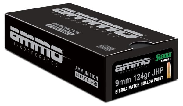 Ammo Inc Signature Match 9mm Luger Handgun Ammo - 124 Grain | Sierra Match HP | 50rd Box