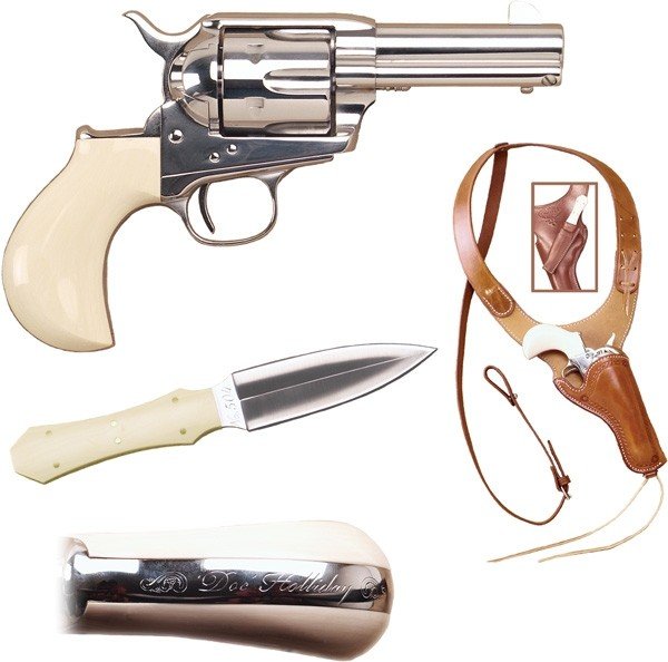 CIMARRON DOC HOLLIDAY COMBO - 45LC FS 3.5" NICKEL TRU-IVORY