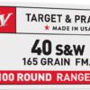 WINCHESTER USA 40 SW 165GR FMJ - TRUNCATED CONE 100RD 5BX/CS