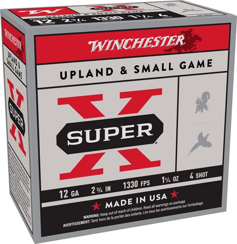 AX124_1 WINCHESTER SUPER-X 12GA 2.75" - 1-1/4OZ #4 1330FPS 25RD 10BX/C