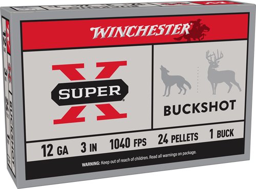 AXB1231_1 WINCHESTER SUPER-X 12GA 3" - #1 BUCK 24 PELLETS 5RD 50BX/CS
