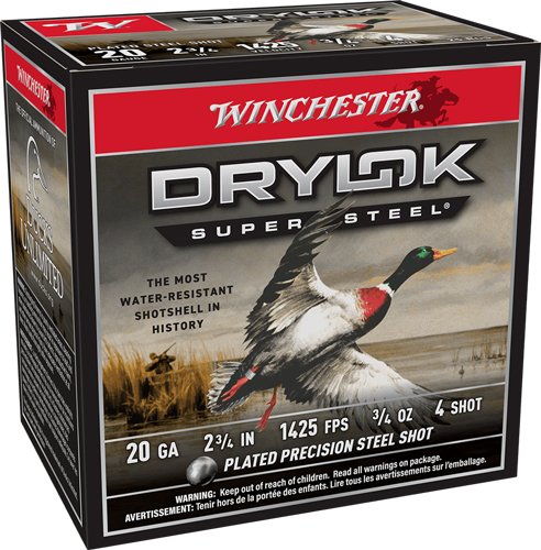 AXS204 WINCHESTER DRYLOK 20GA #4 - 2.75" 3/4OZ 25RD 10BX/CS