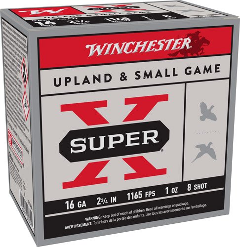 AXU168_1 WINCHESTER SUPER-X 16GA 2.75" - 1OZ #8 1165FPS 25RD 10BX/CS