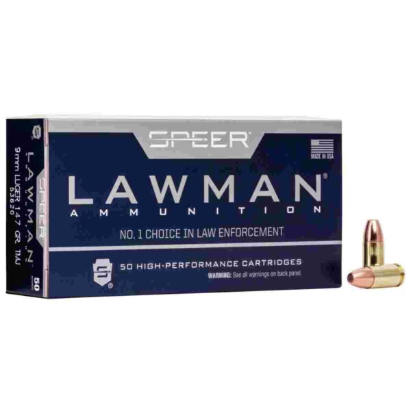 https3A2F2Fmedia.chattanoogashooting.com2Fimages2Fproduct2FCC536202FCC53620_1.jpg Speer Lawman Handgun Ammunition 9mm Luger 147 gr. TMJ 985 fps 50/ct