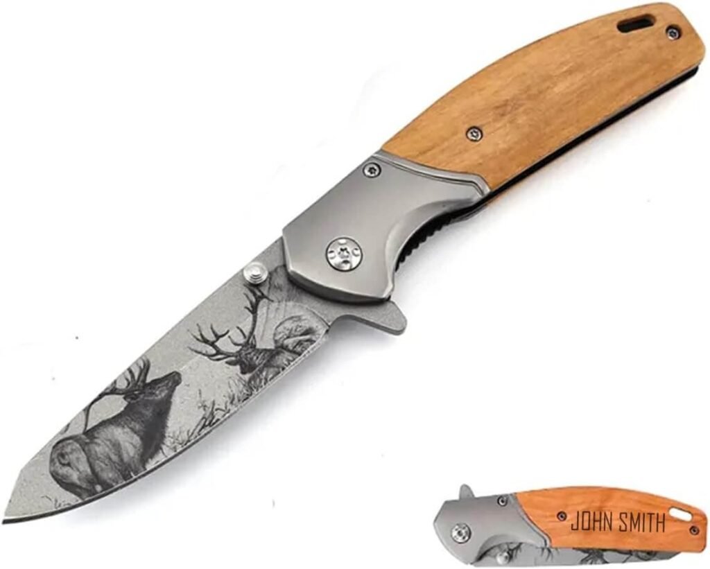 Custom Engraved Folding Pocket Knife (Elk Blade)