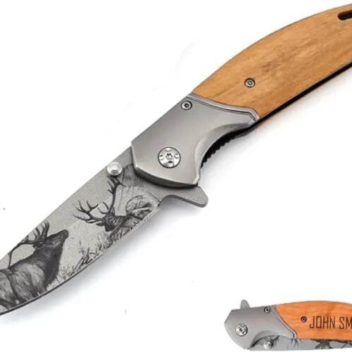 Custom Engraved Folding Pocket Knife (fluorescence Elk)