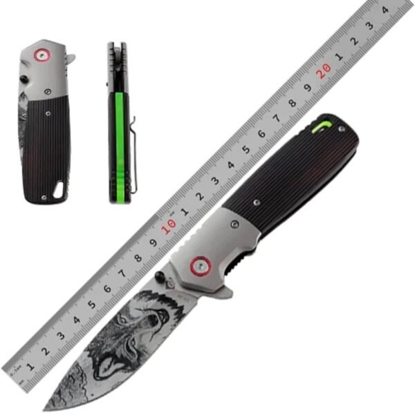 Custom Engraved Folding Pocket Knife  (fluorescence Wolf)