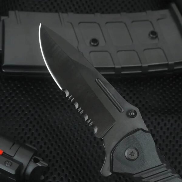 Custom Engraved Folding Pocket Knife (Tactical Black)