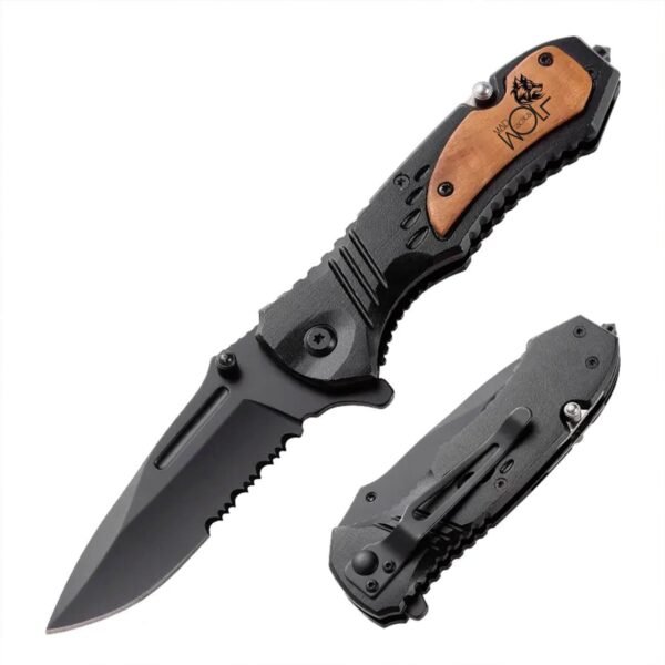 Custom Engraved Folding Pocket Knife (Tactical Black)