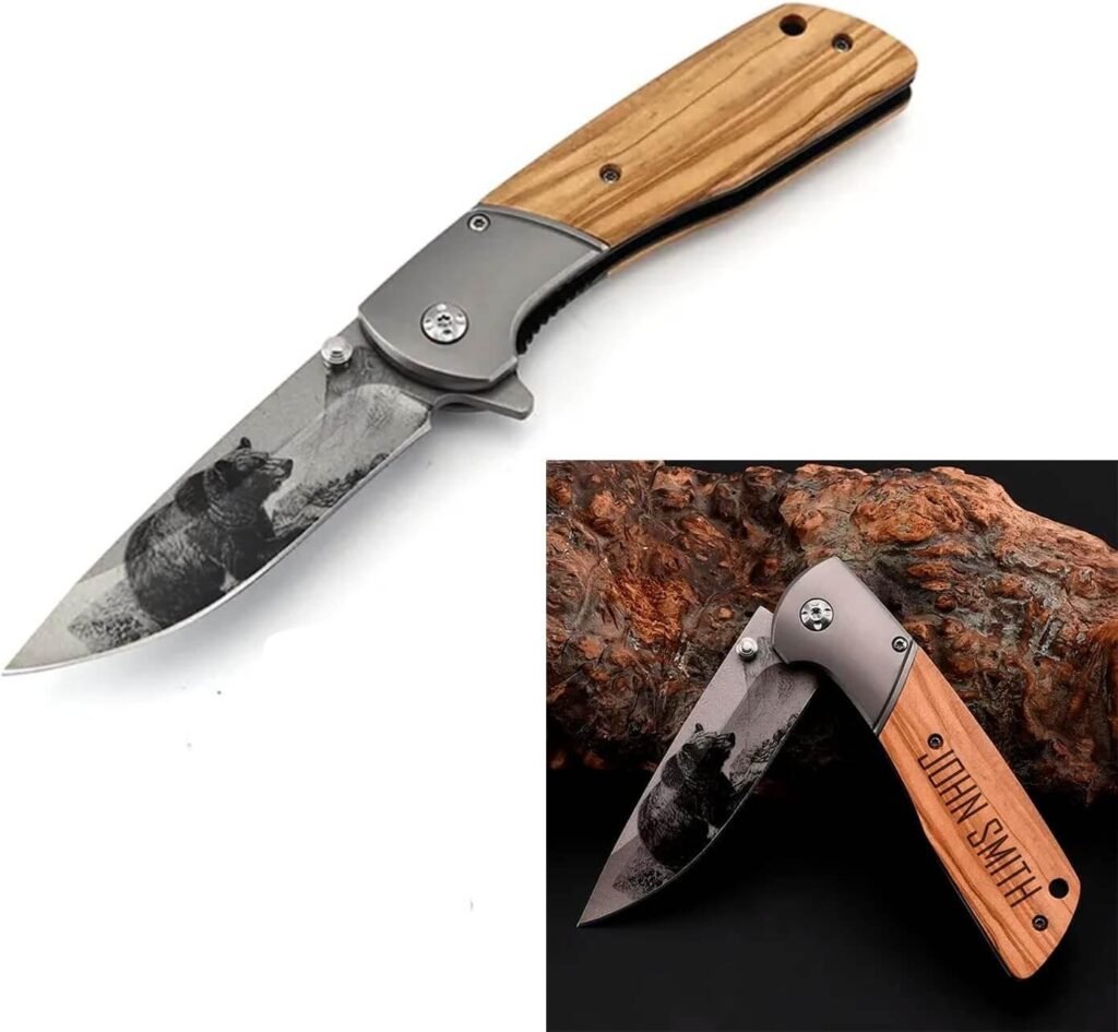 Custom Engraved Folding Pocket Knife (fluorescence Bear)
