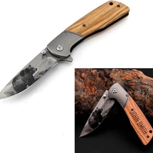 Custom Engraved Folding Pocket Knife (Bear Blade)