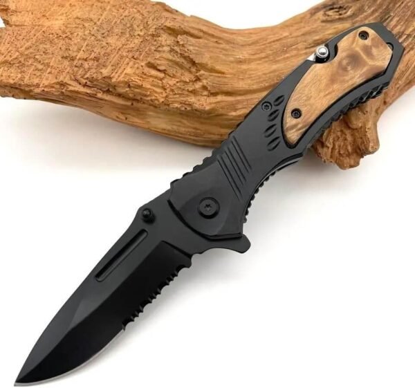 Custom Engraved Folding Pocket Knife (Tactical Black)
