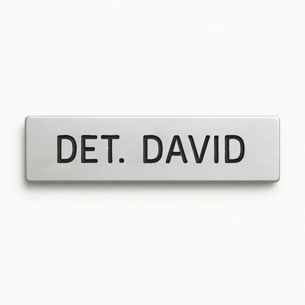 Custom Police, Fire, Municipal Name Tag – Engraved Metal Plate in Gold or Silver With Clutch 5/8" X 2-1/2"